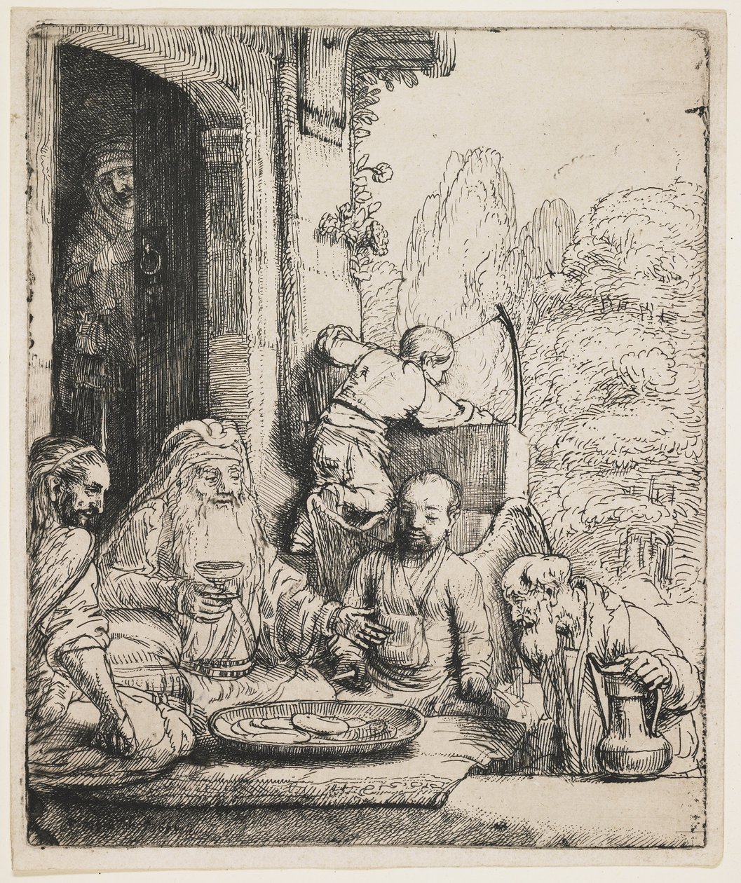 Abraham baví anděly od Rembrandt van Rijn