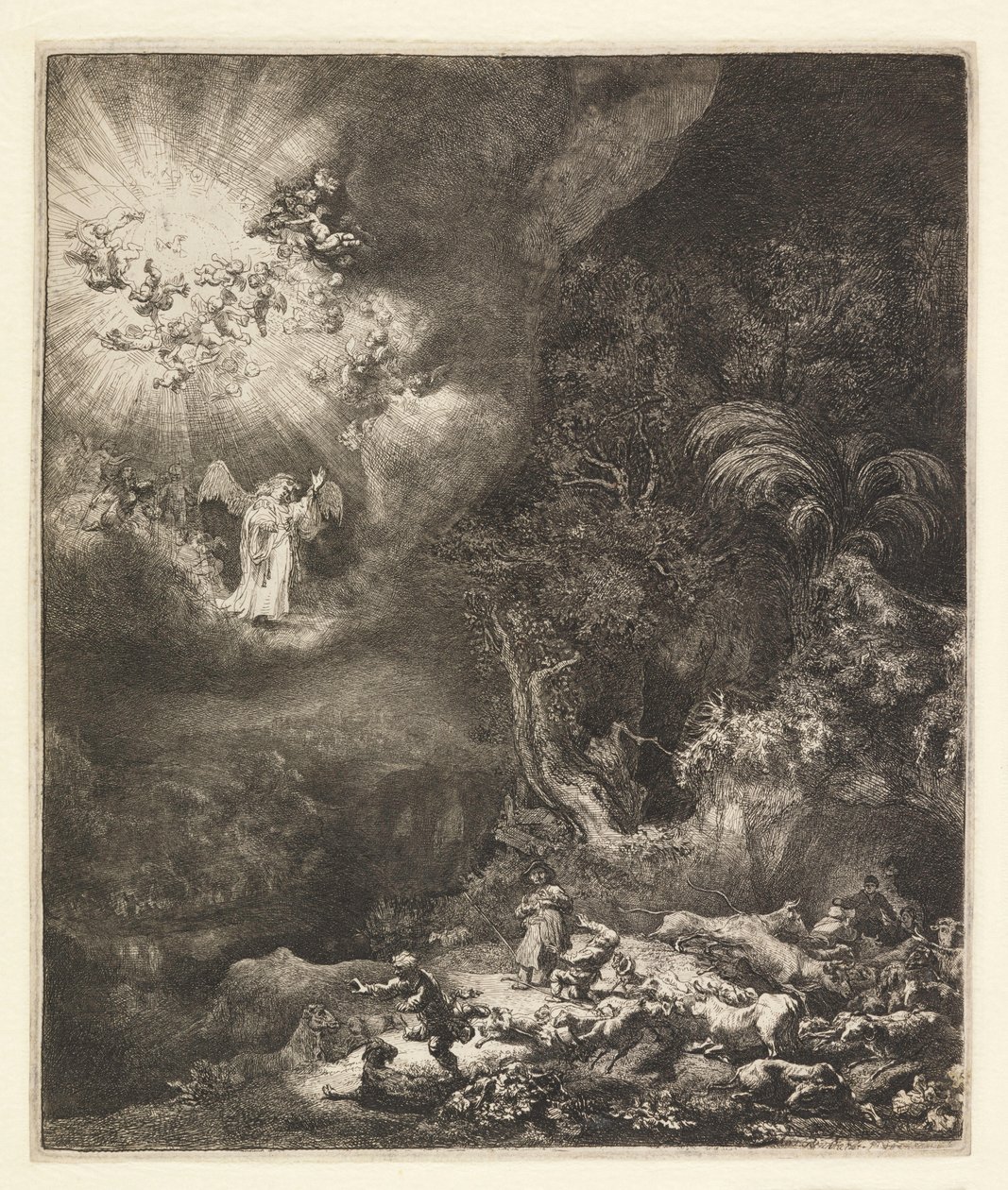 Zvěstování pastýřů, 1634 od Rembrandt van Rijn