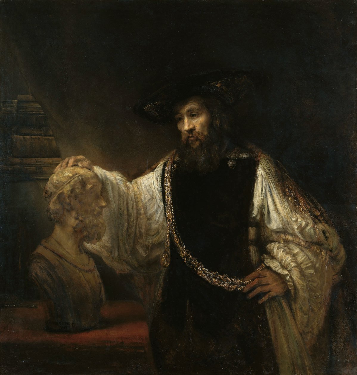 Aristoteles (384-322 př. n. l.) s Homérovou bustou od Rembrandt van Rijn