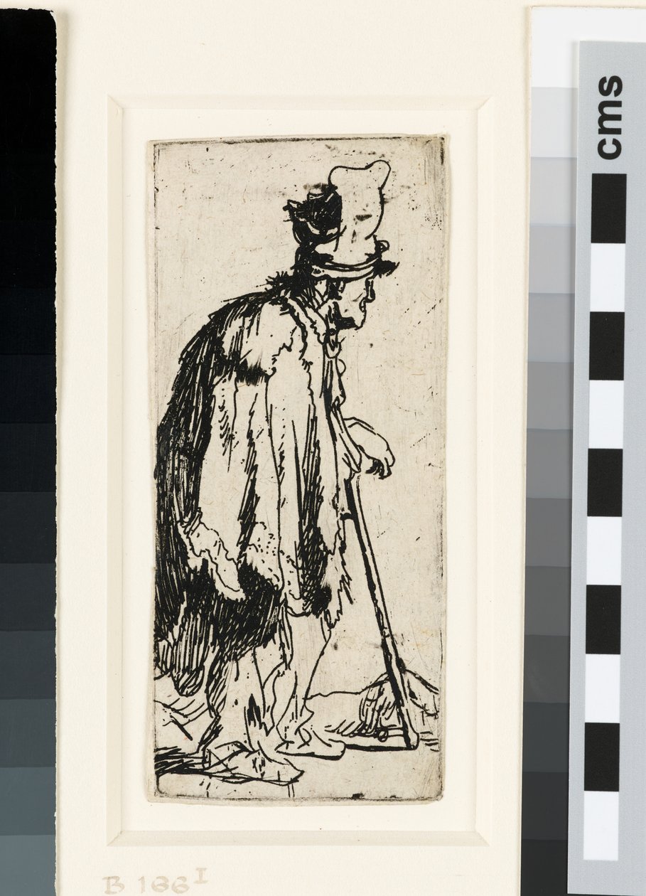 Žebrák se zmrzačenou rukou, kolem 1629 (lept) od Rembrandt van Rijn