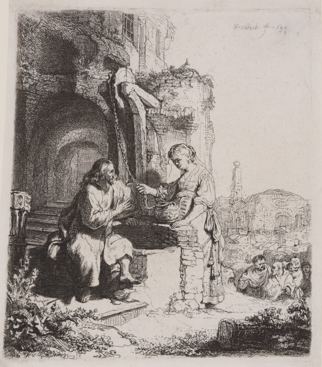 Kristus a žena Samaří: Mezi ruinami od Rembrandt van Rijn