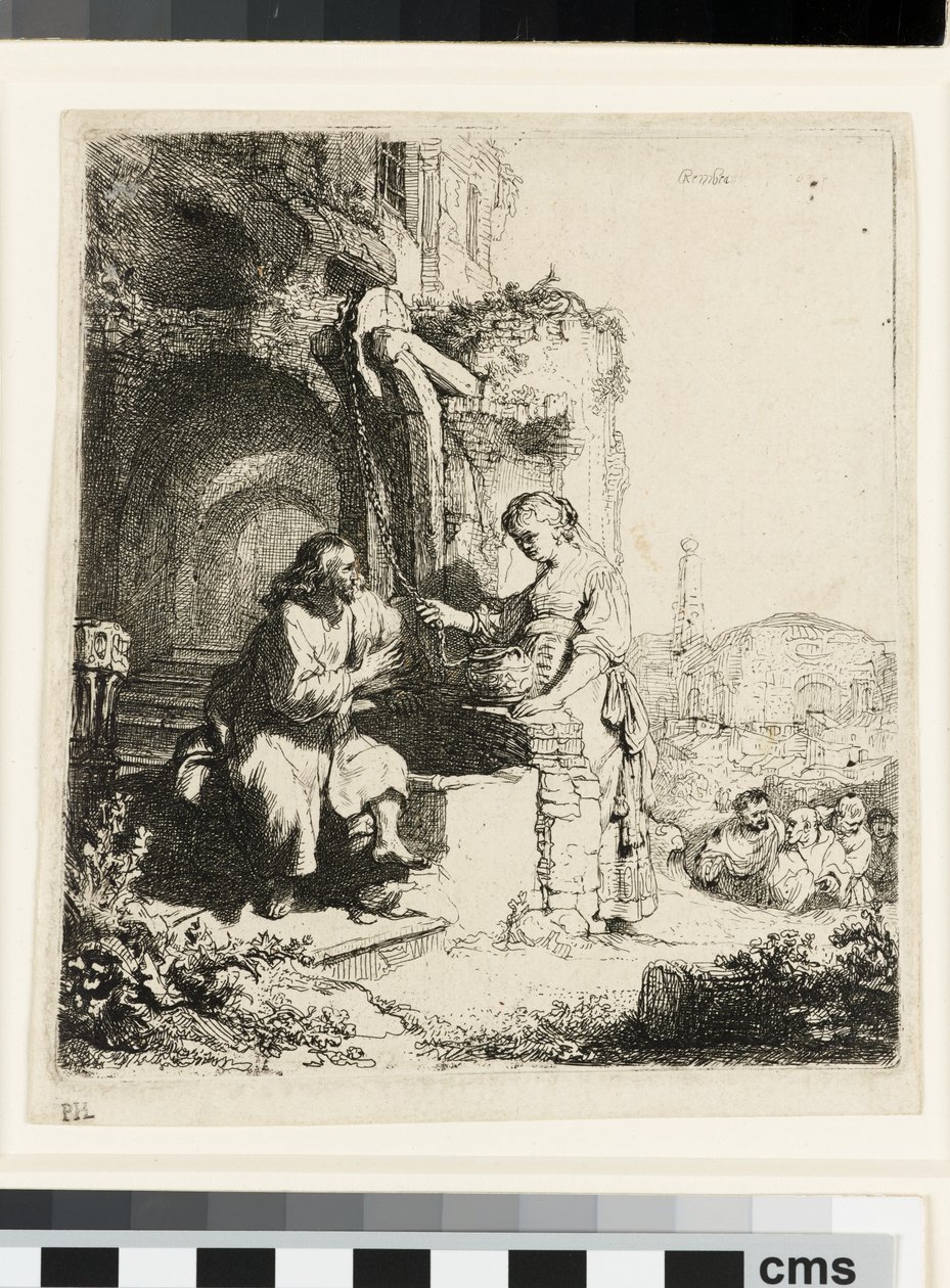 Kristus a žena Samaří mezi ruinami od Rembrandt van Rijn