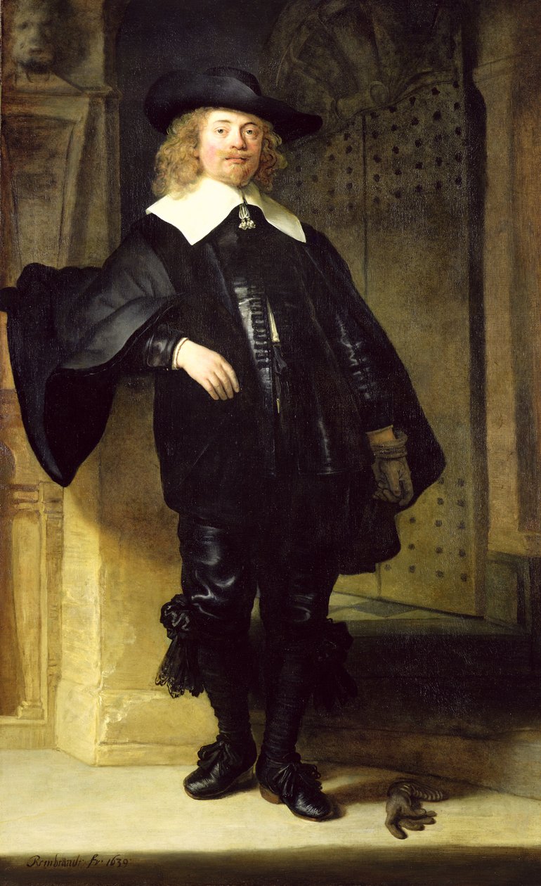 Celovečerní portrét stojícího muže od Rembrandt van Rijn