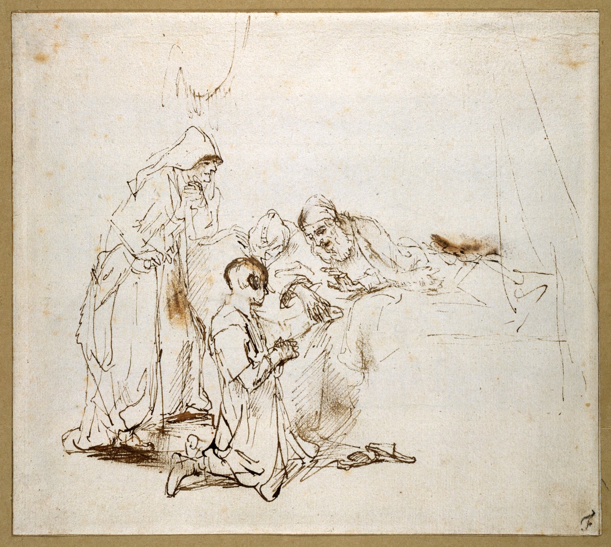 Isaac Blessing Jacob (černá křída na papíře) od Rembrandt Harmensz. van Rijn