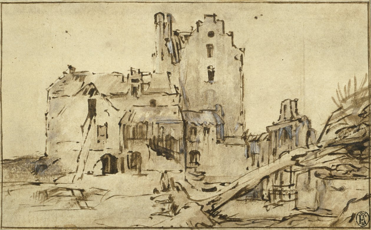 Hrad Kostverloren v rozkladu, 1652-57 od Rembrandt van Rijn