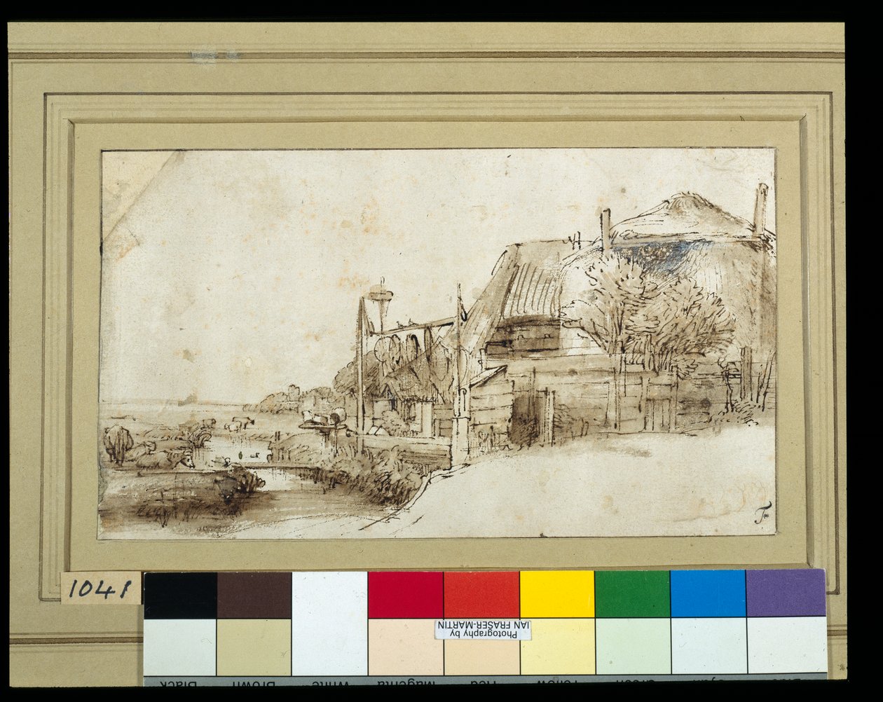 Krajina s hospodářskými budovami vpravo (pero a inkoust s perem na papíře) od Rembrandt Harmensz. van Rijn
