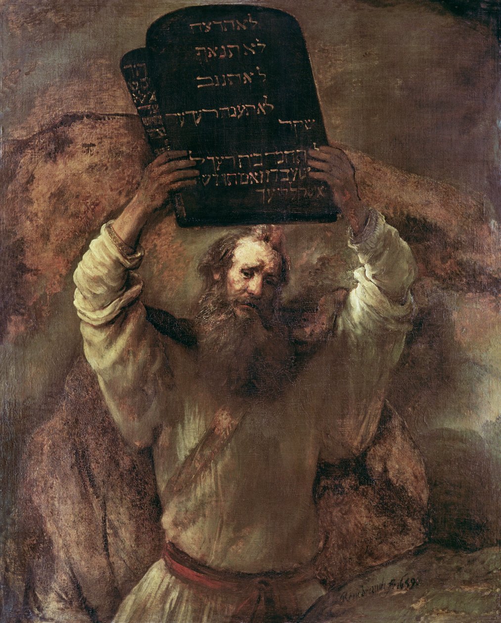 Mojžíš rozbíjející desky zákona od Rembrandt van Rijn
