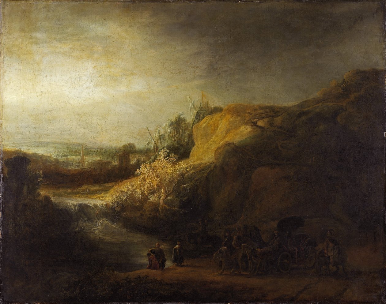 ""Krajina s křtem eunucha"" Obraz Rembrandta van Rhijna (1606-1669) 1640 Niedersachsisches Landesmuseum, Hannover od Rembrandt Harmensz. van Rijn