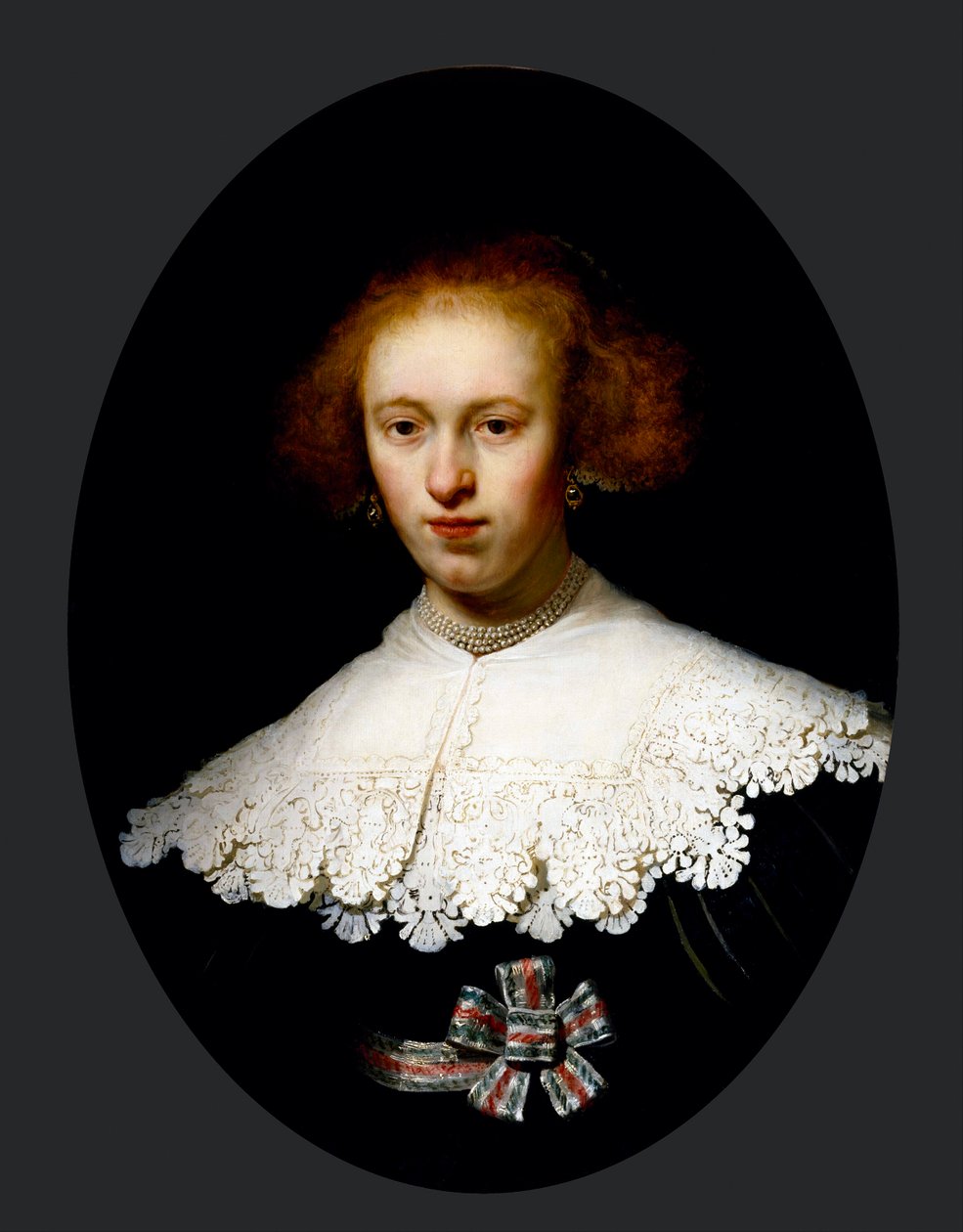 ""Portrait de jeune femme"" (Portrét mladé ženy) Peinture de Rembrandt van Rhijn (1606-1669) - 1633 - Olej na dřevě Rozměr 65,3 x 48,7 cm Museum of Fine Arts, Houston od Rembrandt van Rijn
