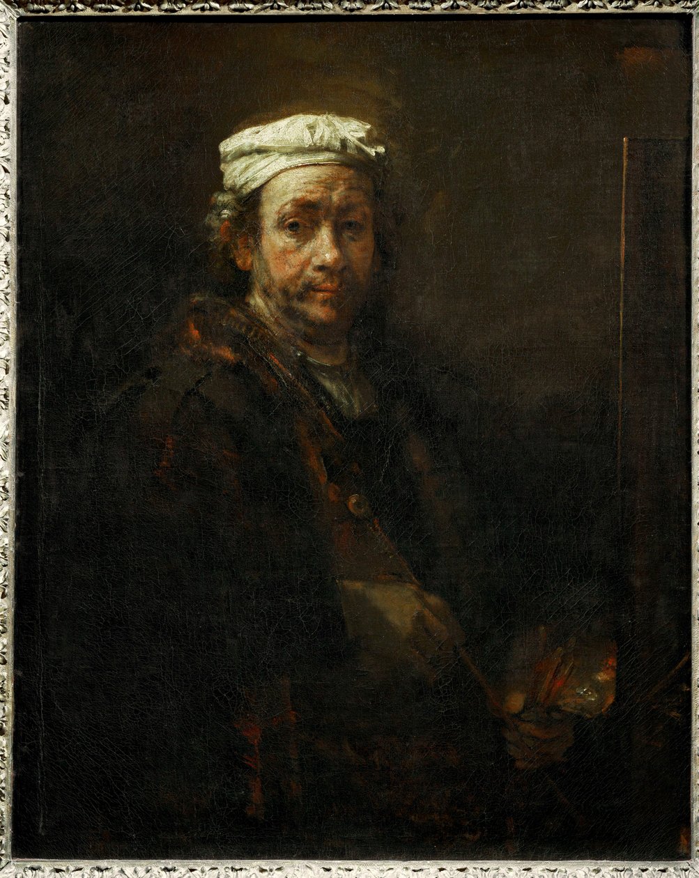 Portrét umělce u stojanu ... od Rembrandt Harmensz. van Rijn