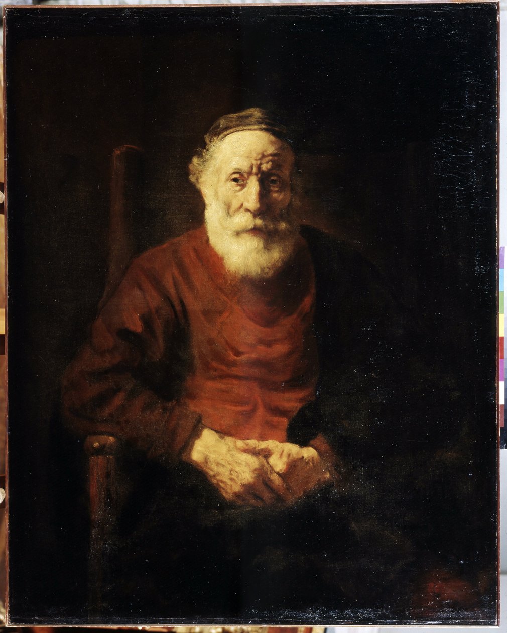 Portrét starého muže v červené barvě. Obraz Harmenszoona van Rijna známý jako Rembrandt (1606-1669) od Rembrandt Harmensz. van Rijn