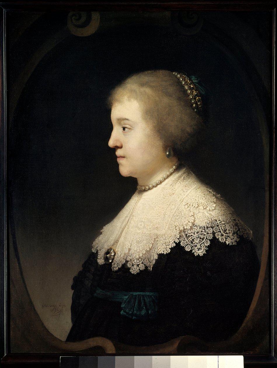 Portrét ženy (Saskia?) Obraz Harmensz van Rijn dit Rembrandt (1606-1669) 1632 Paříž, Musee Jacquemart Andre. od Rembrandt van Rijn