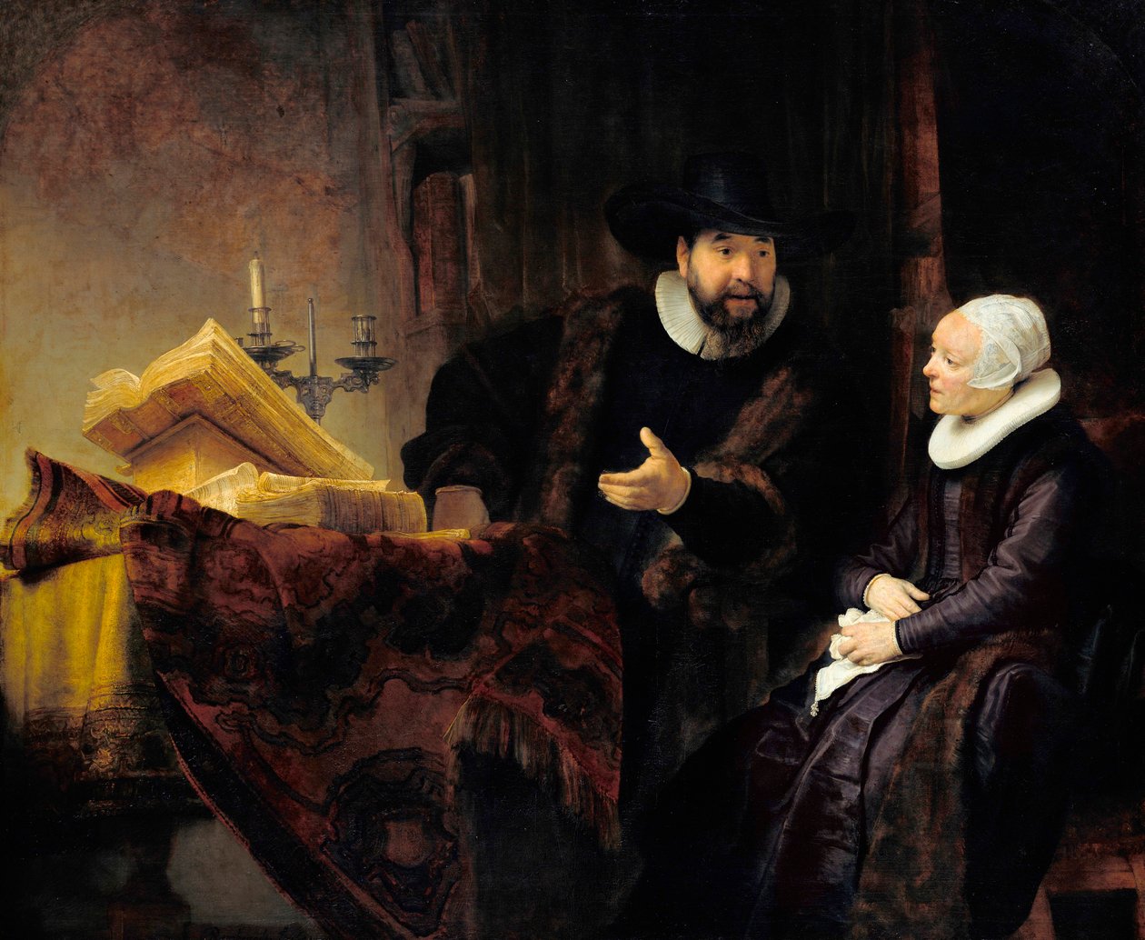 ""Portrét mennonitského kazatele Cornelia Claesze Ansla a jeho manželky Aaltje Gerritsdr Shouten"" (Le preddicateur mennonite Cornelius Claesz Anslo a syn Aaltje Gerritsdr Shouten) Peinture de Rembrandt Harmenszoon van Rijn (1761606-166906-166906-16 od Rembrandt Harmensz. van Rijn