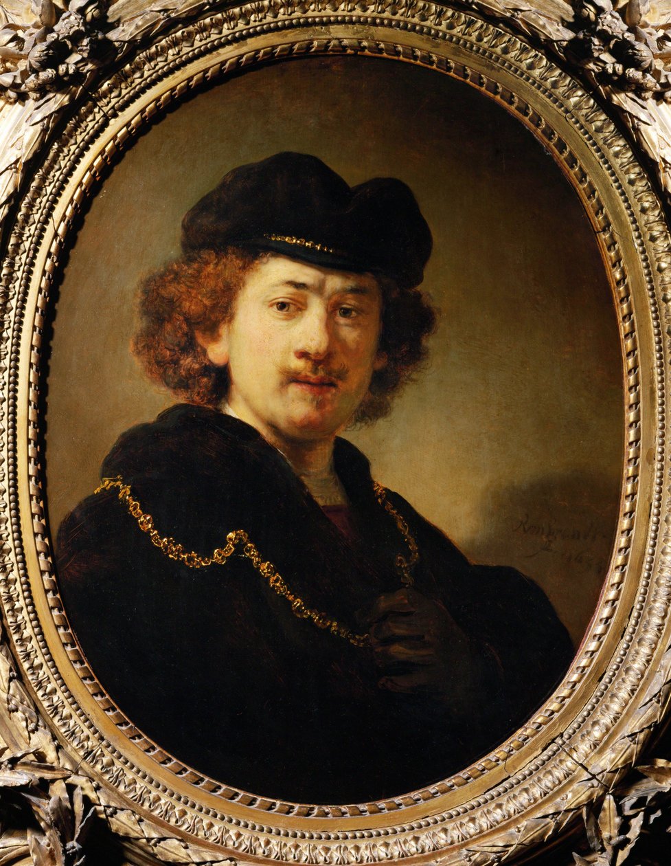 Portrét umělce s čepicí a zlatým řetězem od Rembrandt Harmensz. van Rijn