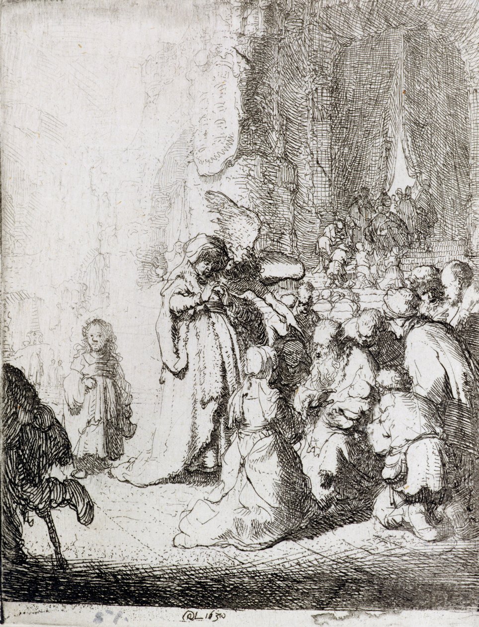 Prezentace v chrámu (pero a inkoust na papíře) od Rembrandt van Rijn