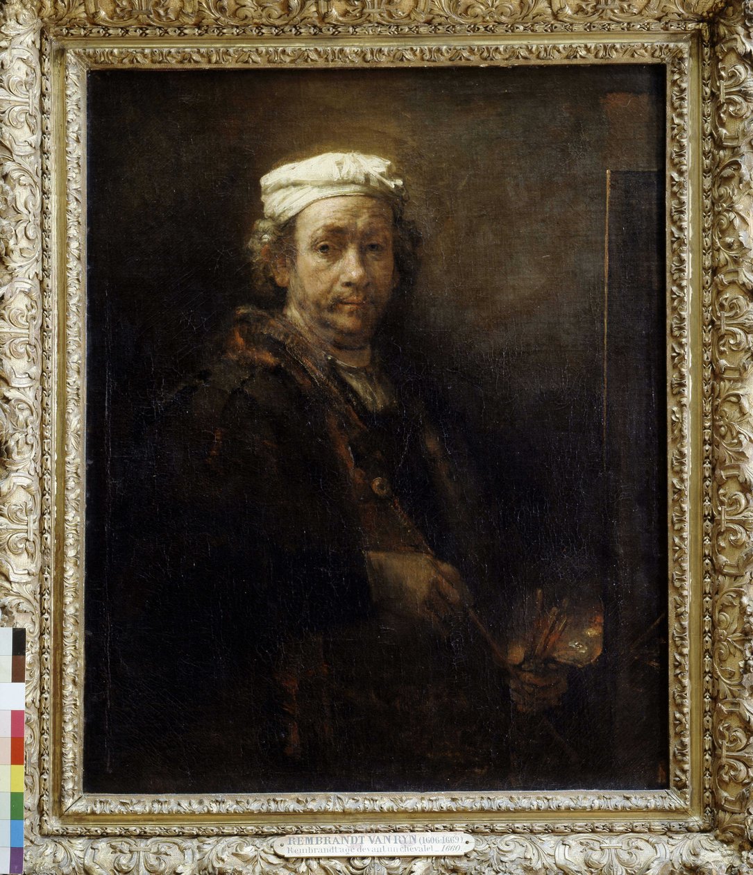 Rembrandt stárl před stojanem (1660). od Rembrandt van Rijn