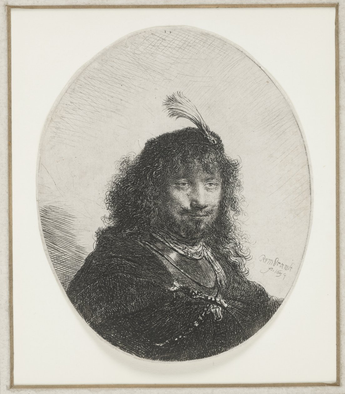 Rembrandt s opeřenou čepicí, 1634 od Rembrandt van Rijn