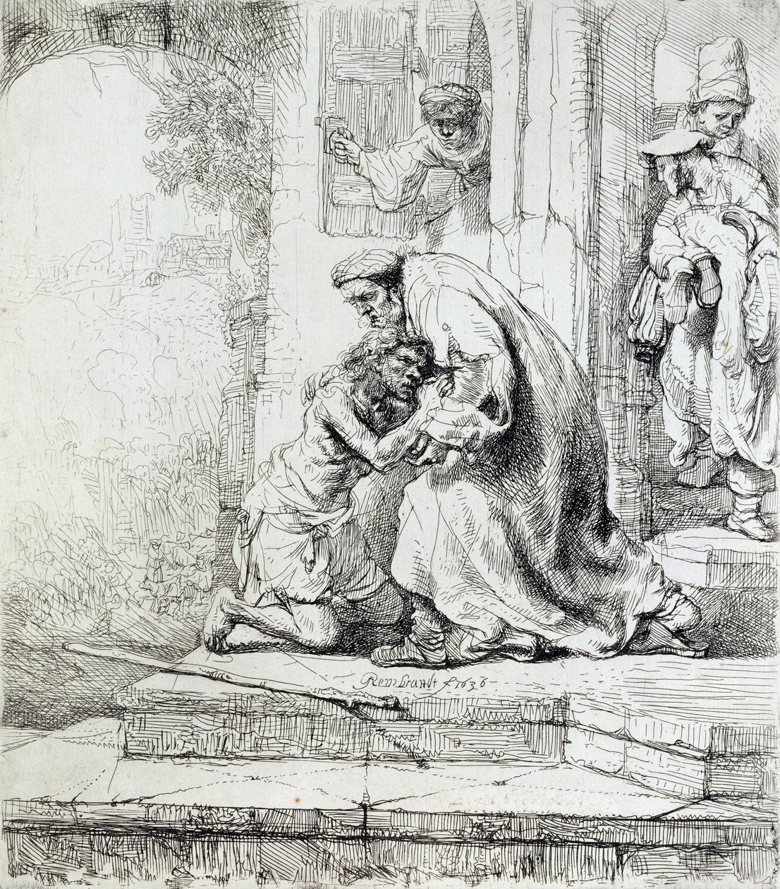 Návrat marnotratného syna (pero a inkoust na papíře) od Rembrandt van Rijn