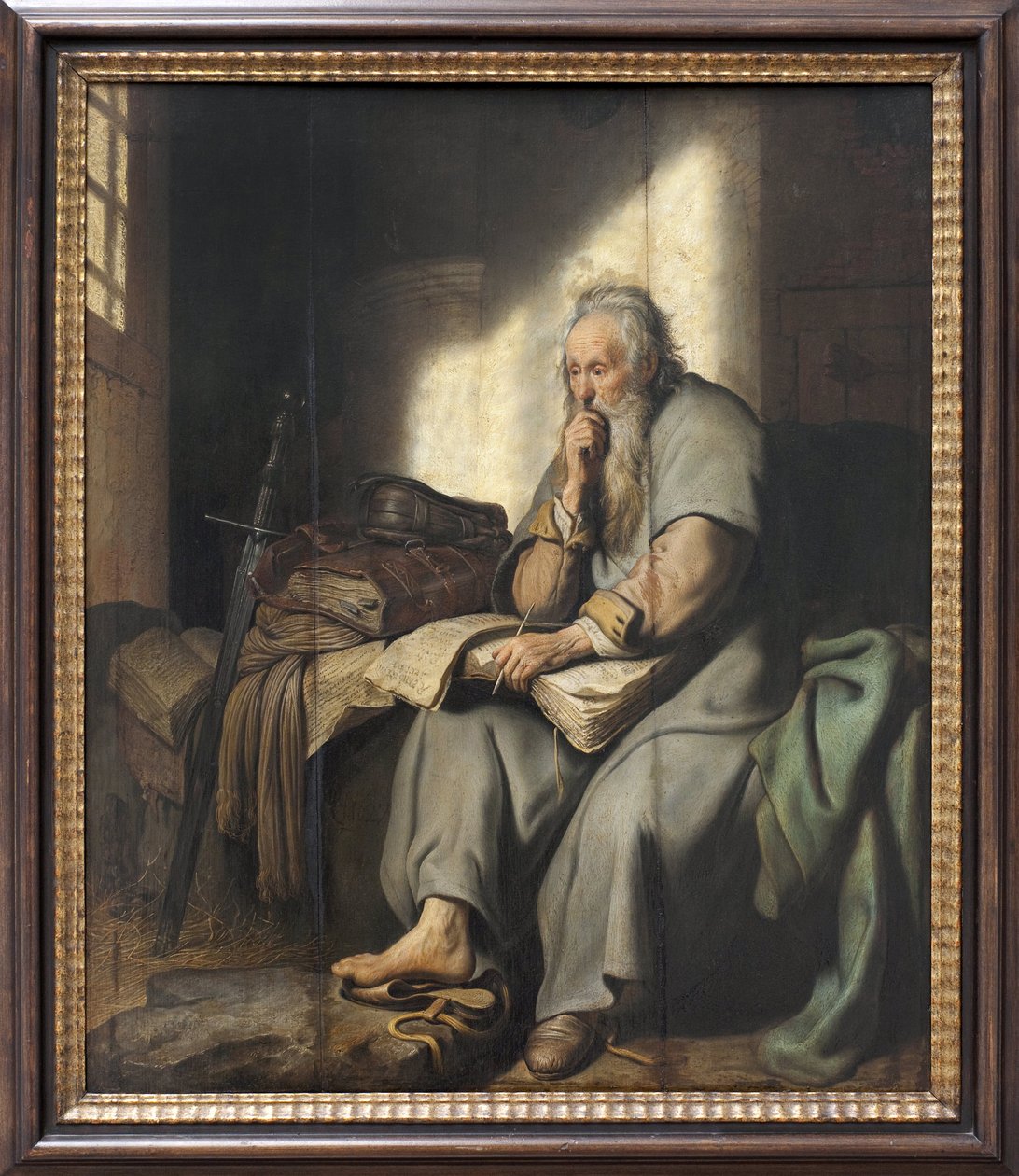 Svatý Pavel ve vězení. Malba Rembrandta Harmensze van Rijna (1606-1669), olej na dřevě od Rembrandt van Rijn