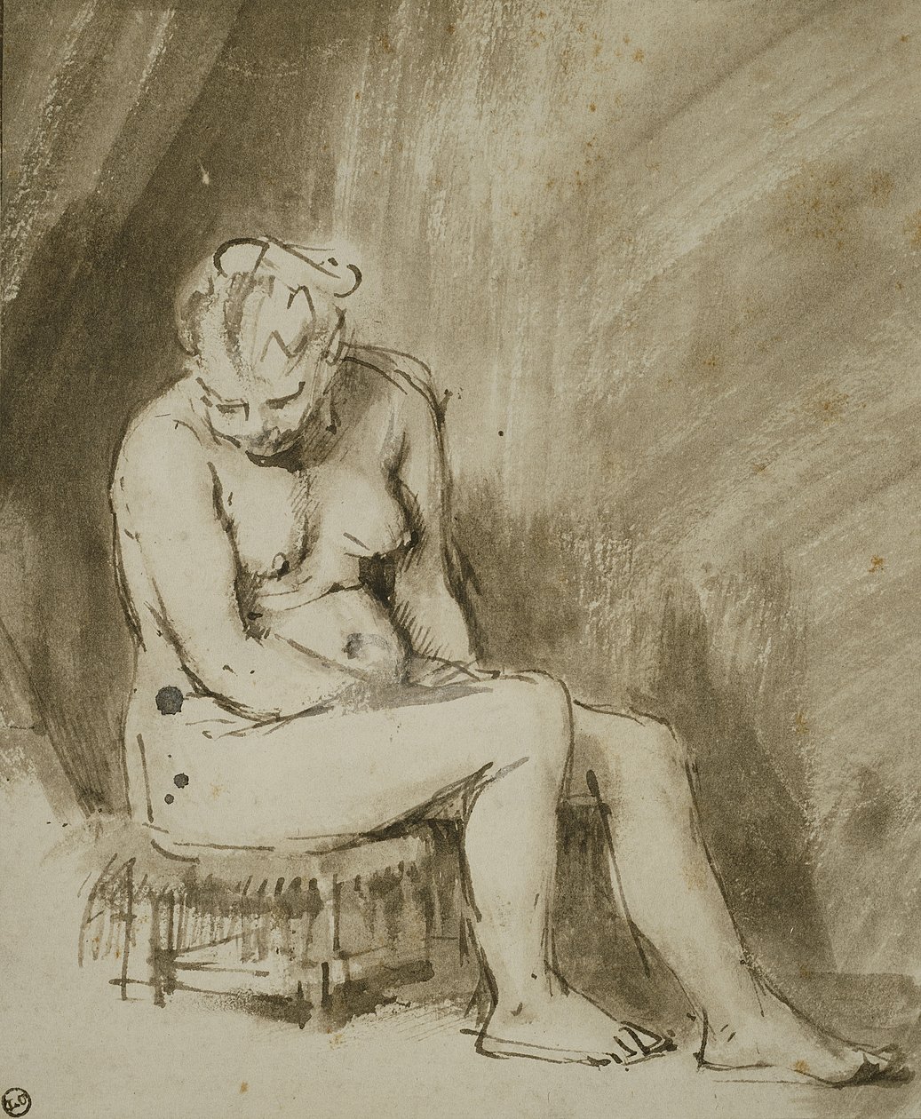 Sedící ženský akt od Rembrandt van Rijn