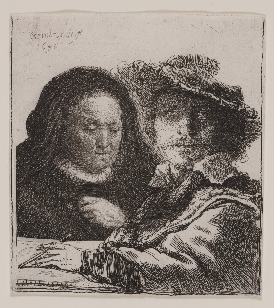 Autoportrét s umělcovou matkou od Rembrandt van Rijn