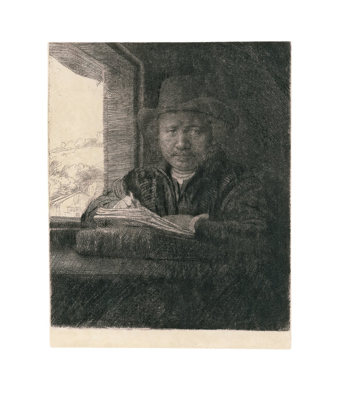 Kresba autoportrétu u okna, 1648 od Rembrandt van Rijn