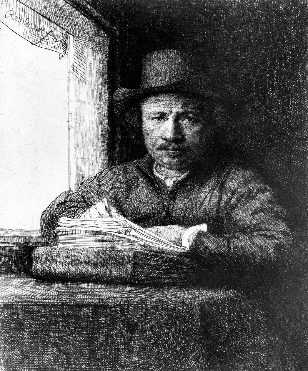 Autoportrét při kreslení od Rembrandt van Rijn
