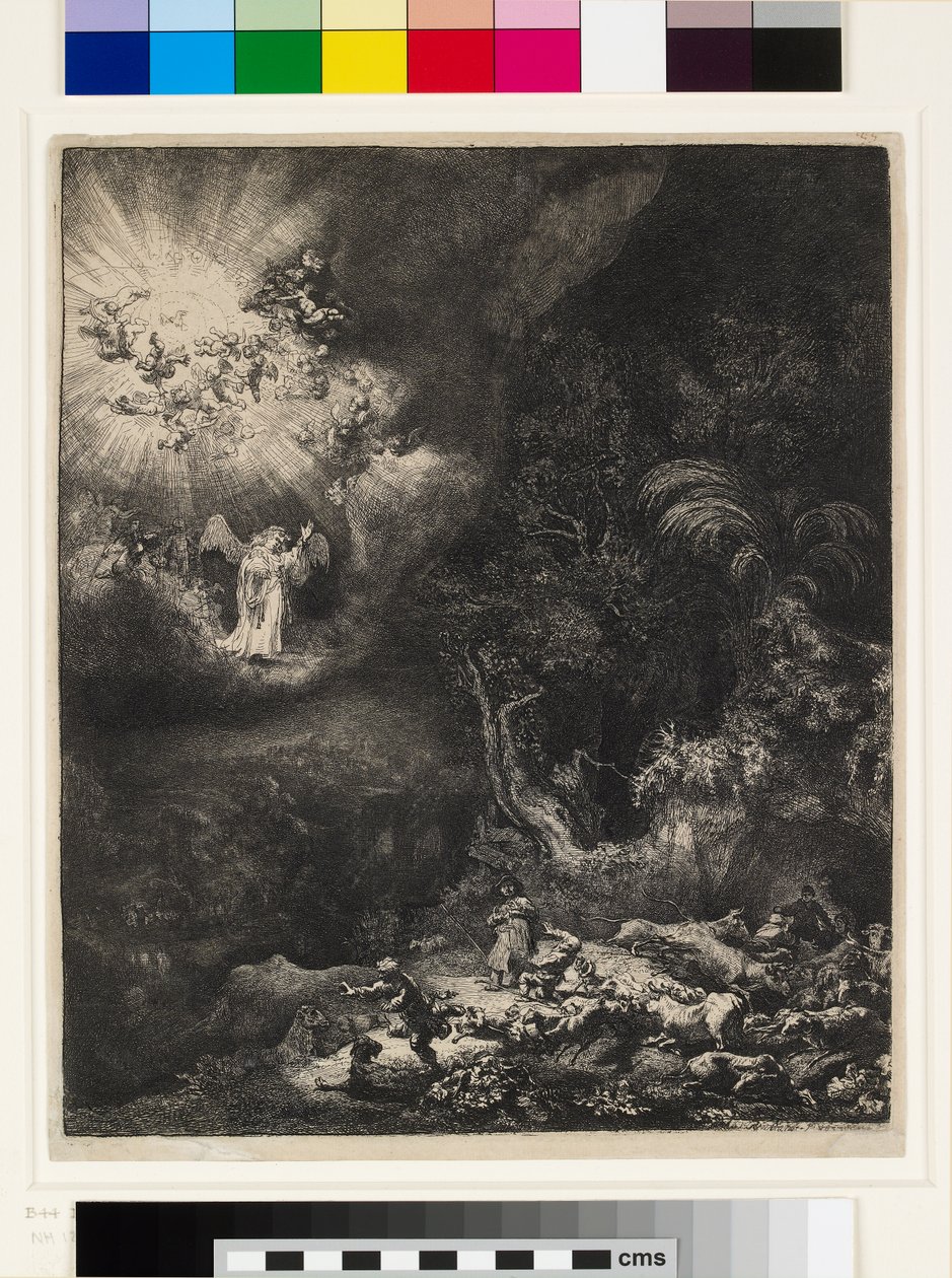Anděl zjevující se pastýřům od Rembrandt van Rijn