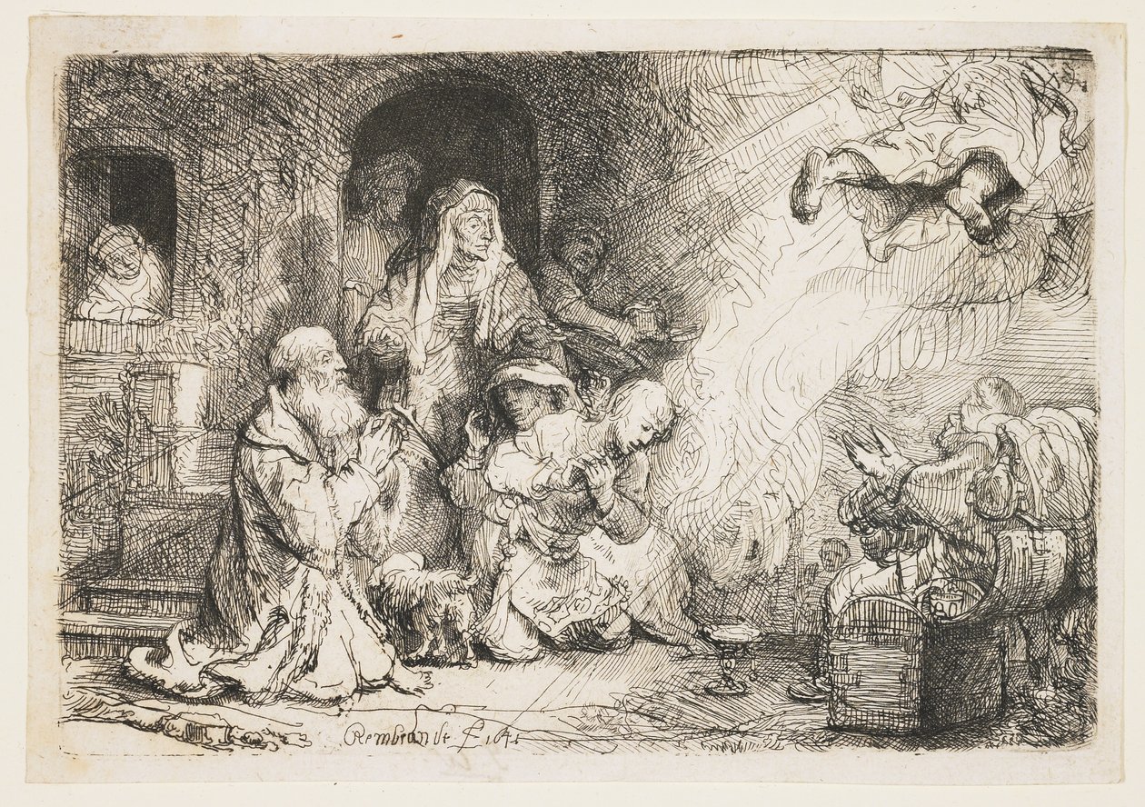 Anděl odcházející z Tobiášovy rodiny od Rembrandt van Rijn