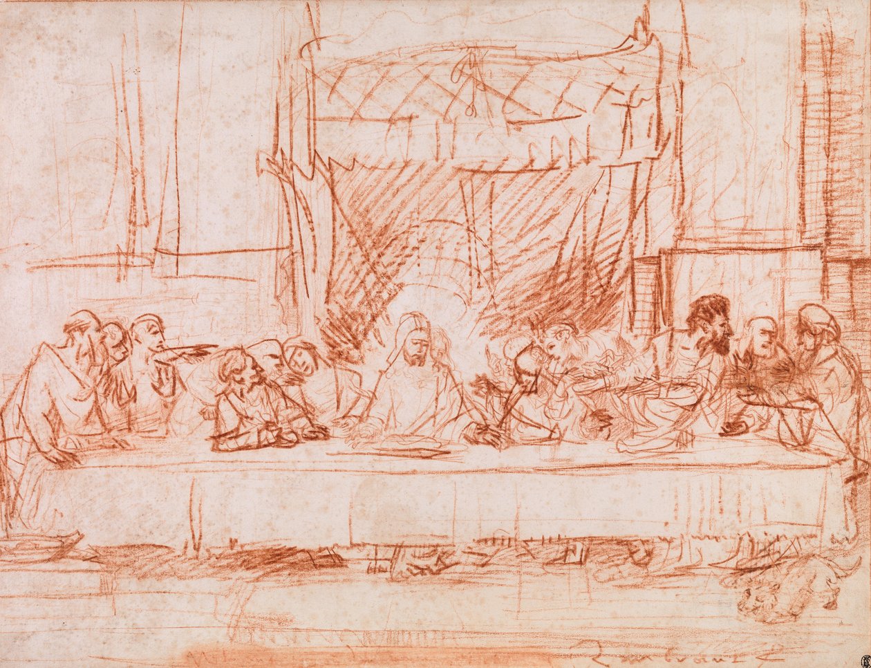 Poslední večeře podle Leonarda da Vinciho od Rembrandt van Rijn