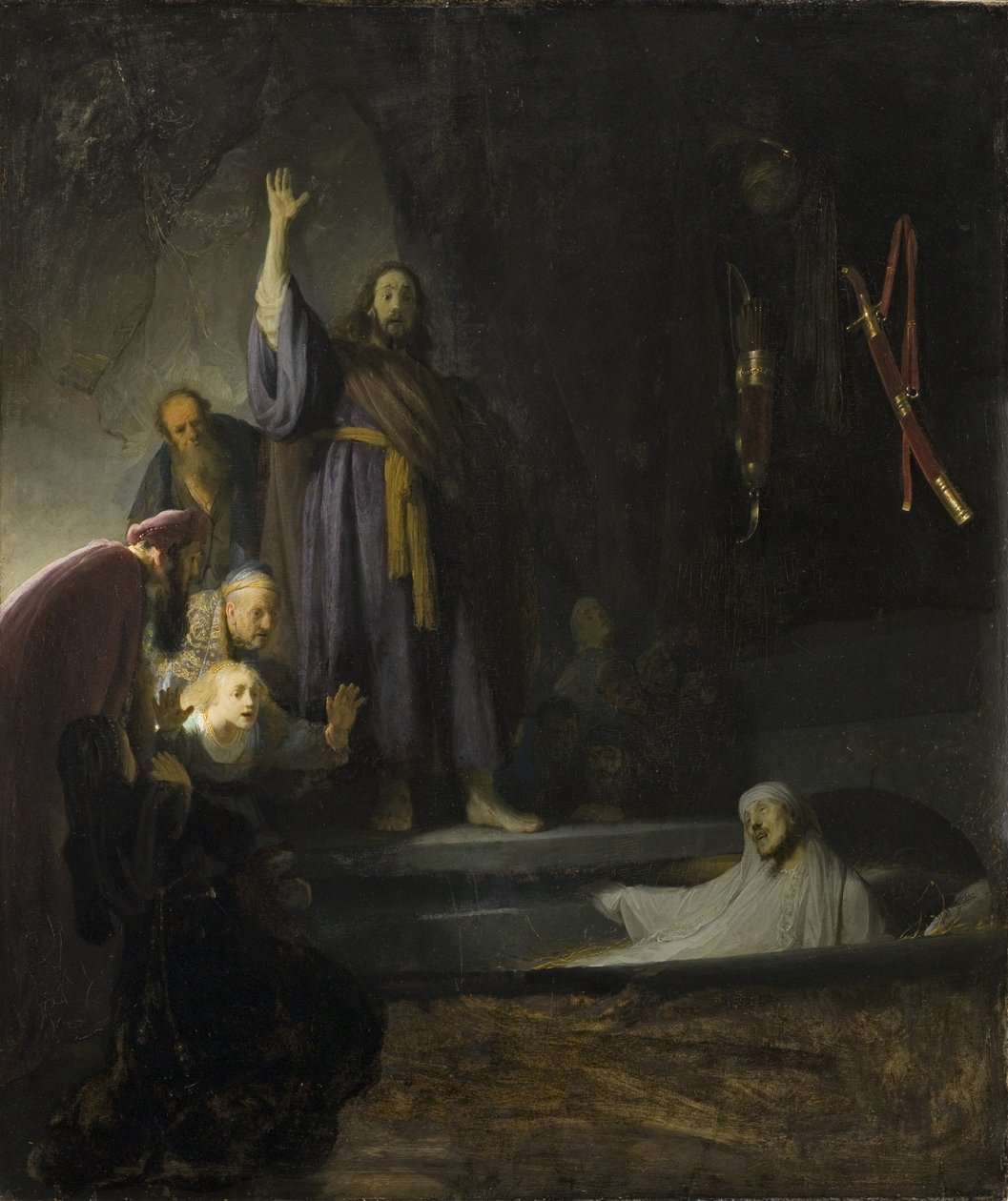 The Raising of Lazarus, c.1630-2 (olej na dřevě) od Rembrandt van Rijn