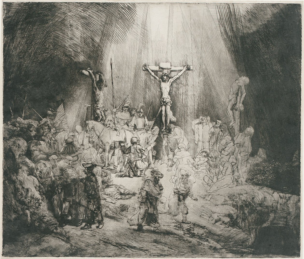 Tři kříže, asi 1653 (lept) od Rembrandt Harmensz. van Rijn