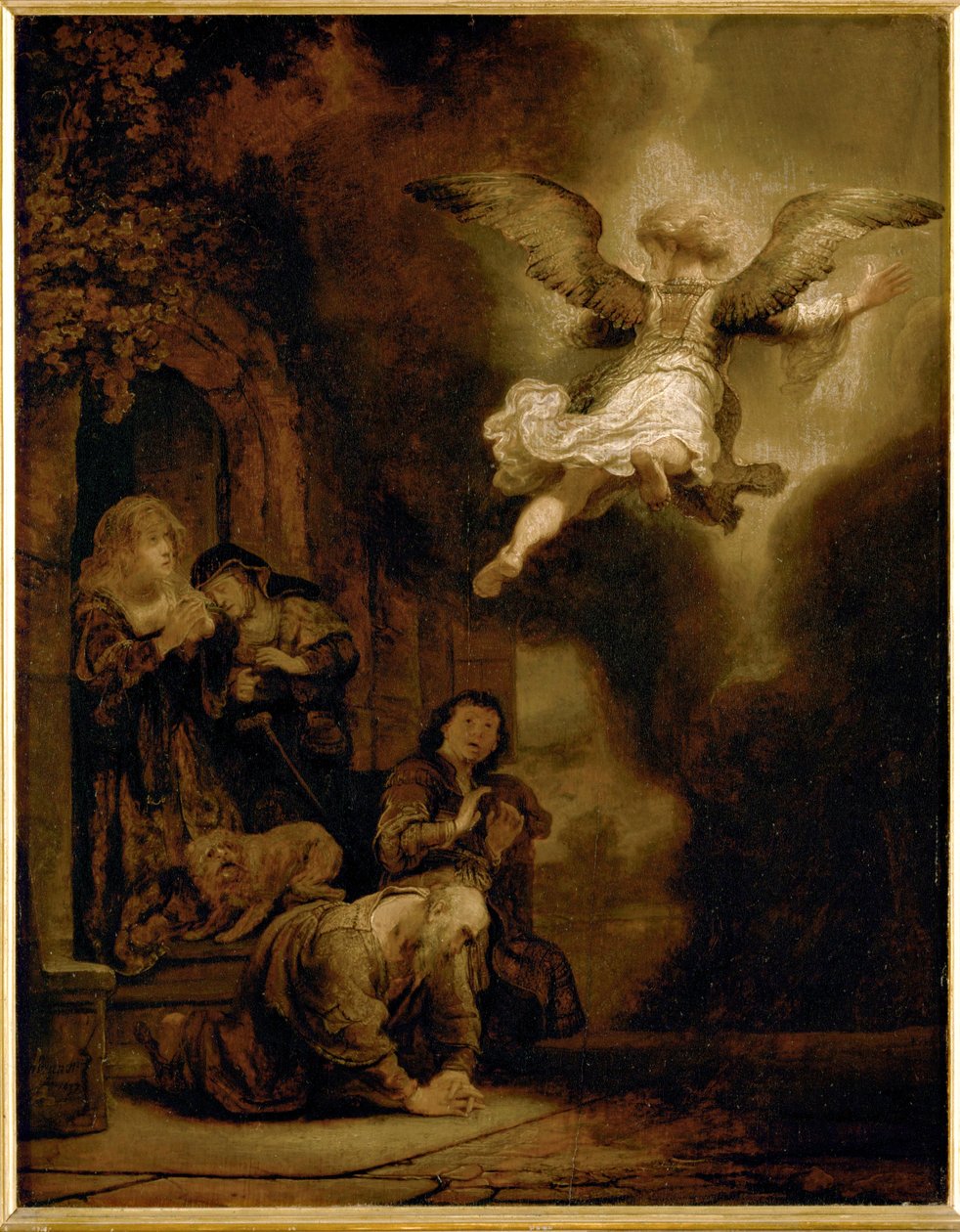 Archanděl Rafael opouští Tobiášovu rodinu... od Rembrandt Harmensz. van Rijn