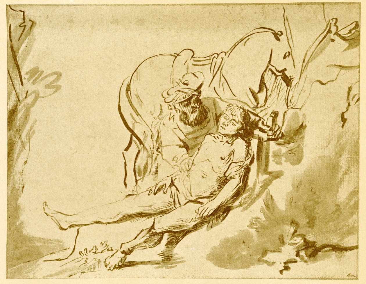 Milosrdný Samaritán prohlíží zraněné od Rembrandt van Rijn