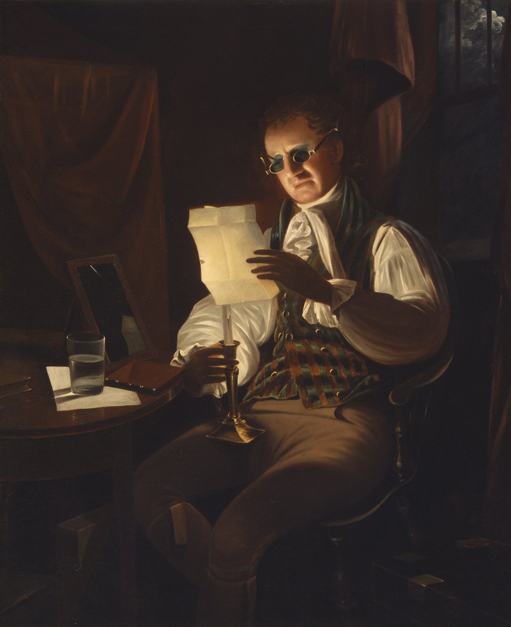 Muž čtení při svíčkách, 1805-08 od Rembrandt Peale
