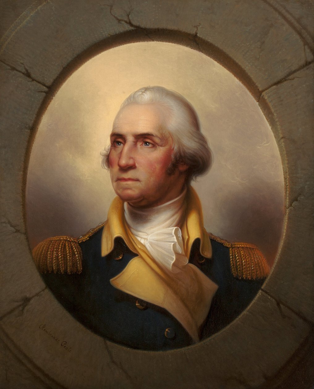 Portrét George Washingtona (1732-1799), Peale, Rembrandt (1778-1860). Olej na plátně, cca 1856. Soukromá sbírka od Rembrandt Peale