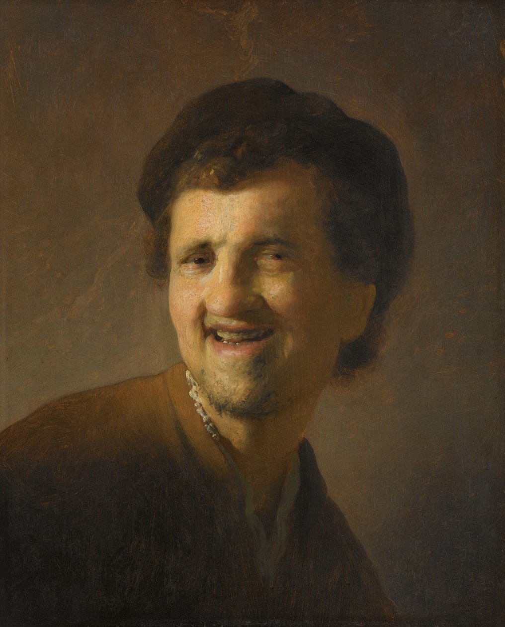 Smějící se mladý muž Busta smějícího se mladého muže od Rembrandt van Rijn (circle of)
