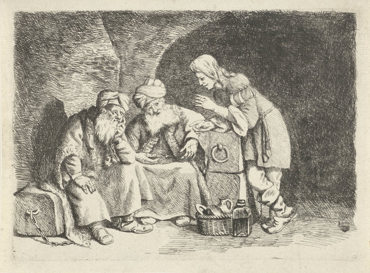 Joseph vysvětluje sny pekaře a pohárníka od Rembrandt van Rijn (follower of)