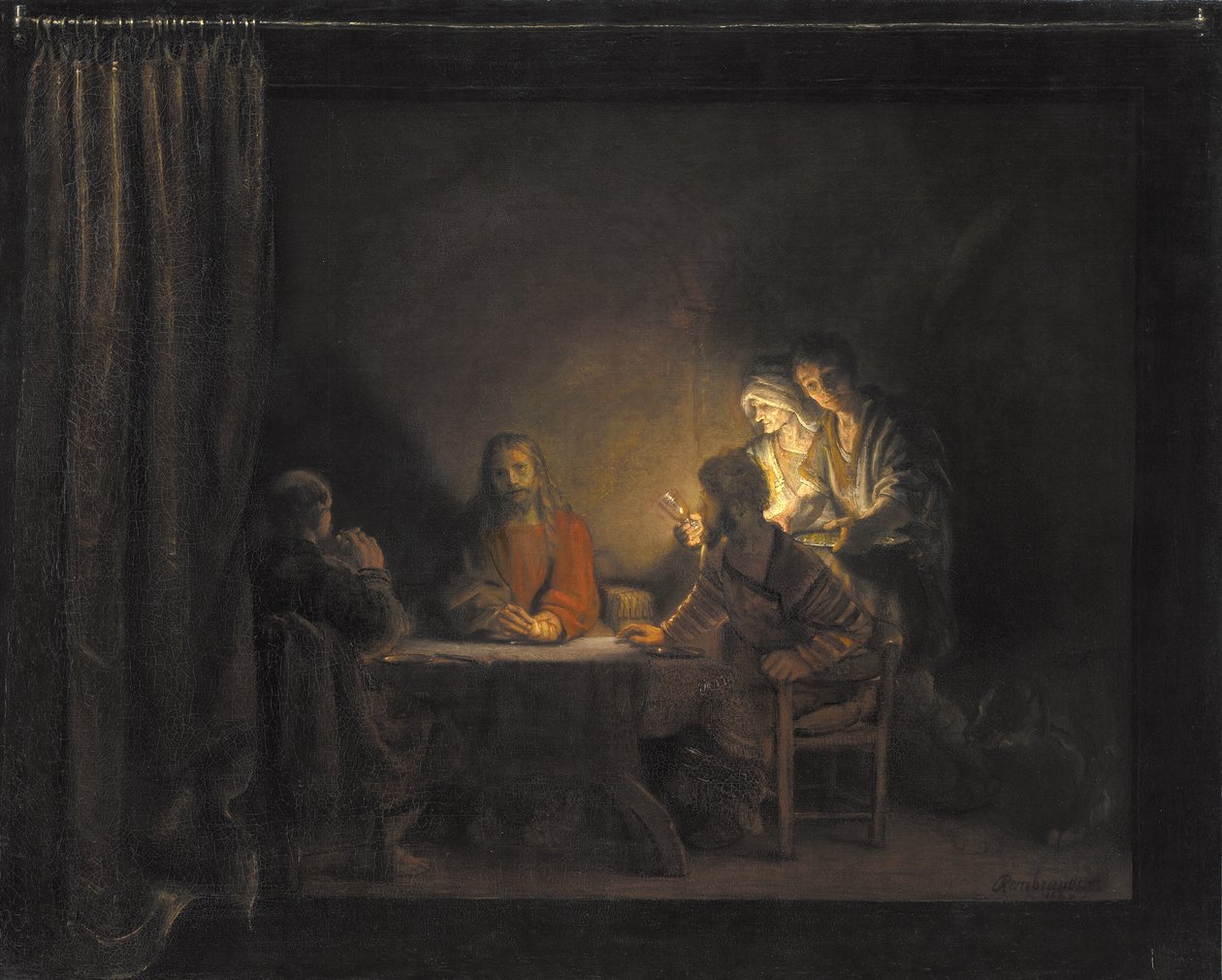 Večeře v Emauzích od Rembrandt van Rijn (værksted)