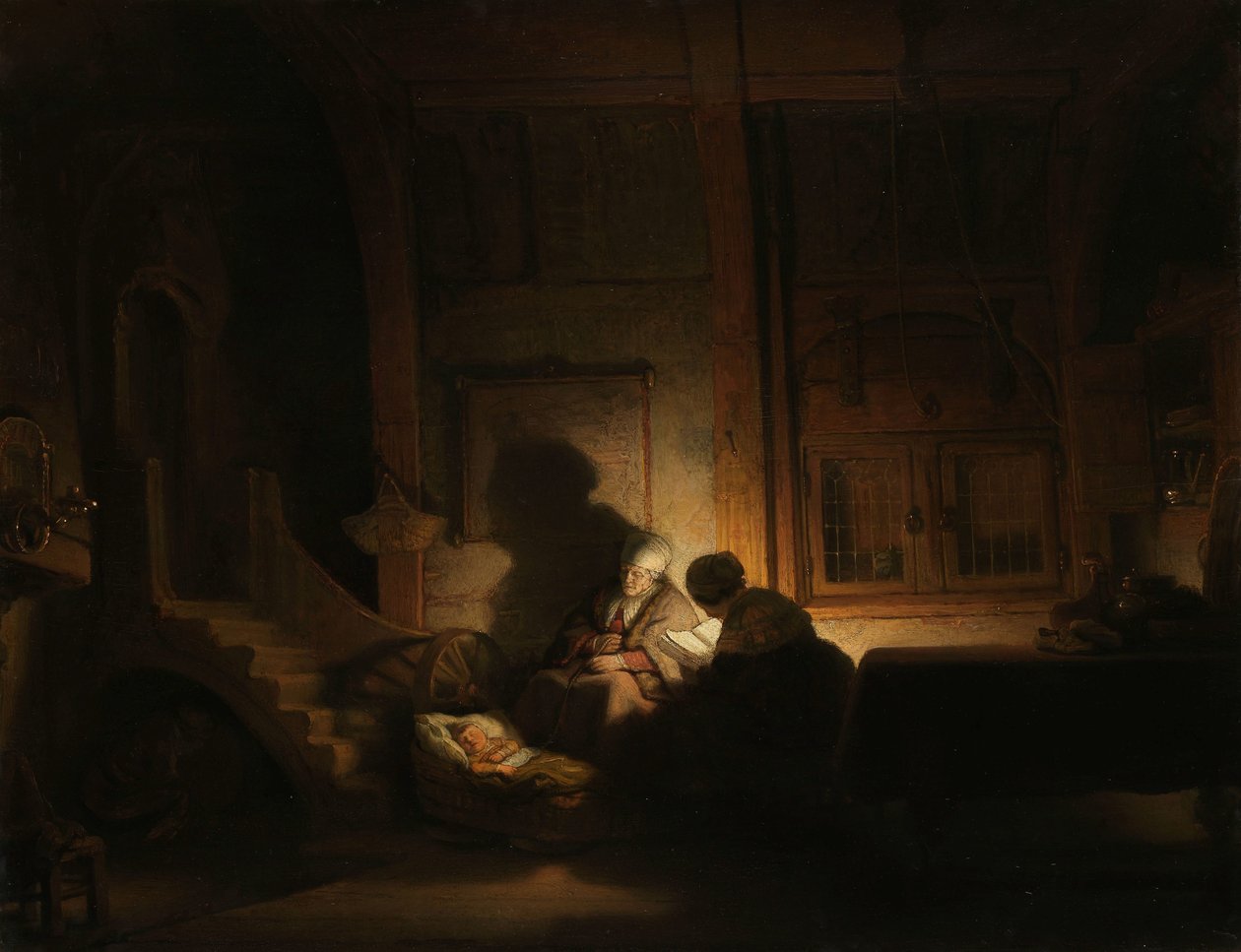Svatá rodina v noci od Rembrandt van Rijn (workshop of)