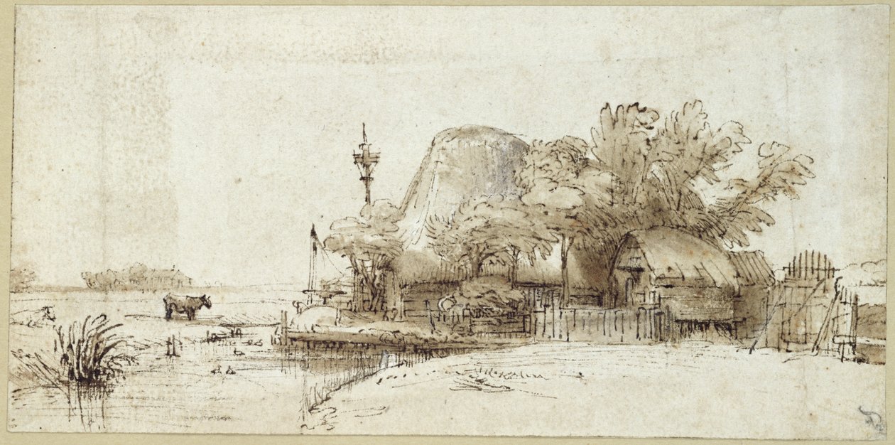Statek u potoka od Rembrandt van Rijn