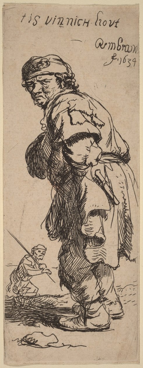 Rolník volá: „tis vinnich kout“ (Je kousavá zima) od Rembrandt van Rijn