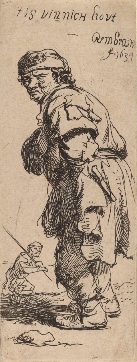 Volající rolník: tis vinnich kout Je kousavá zima, 1634. od Rembrandt van Rijn