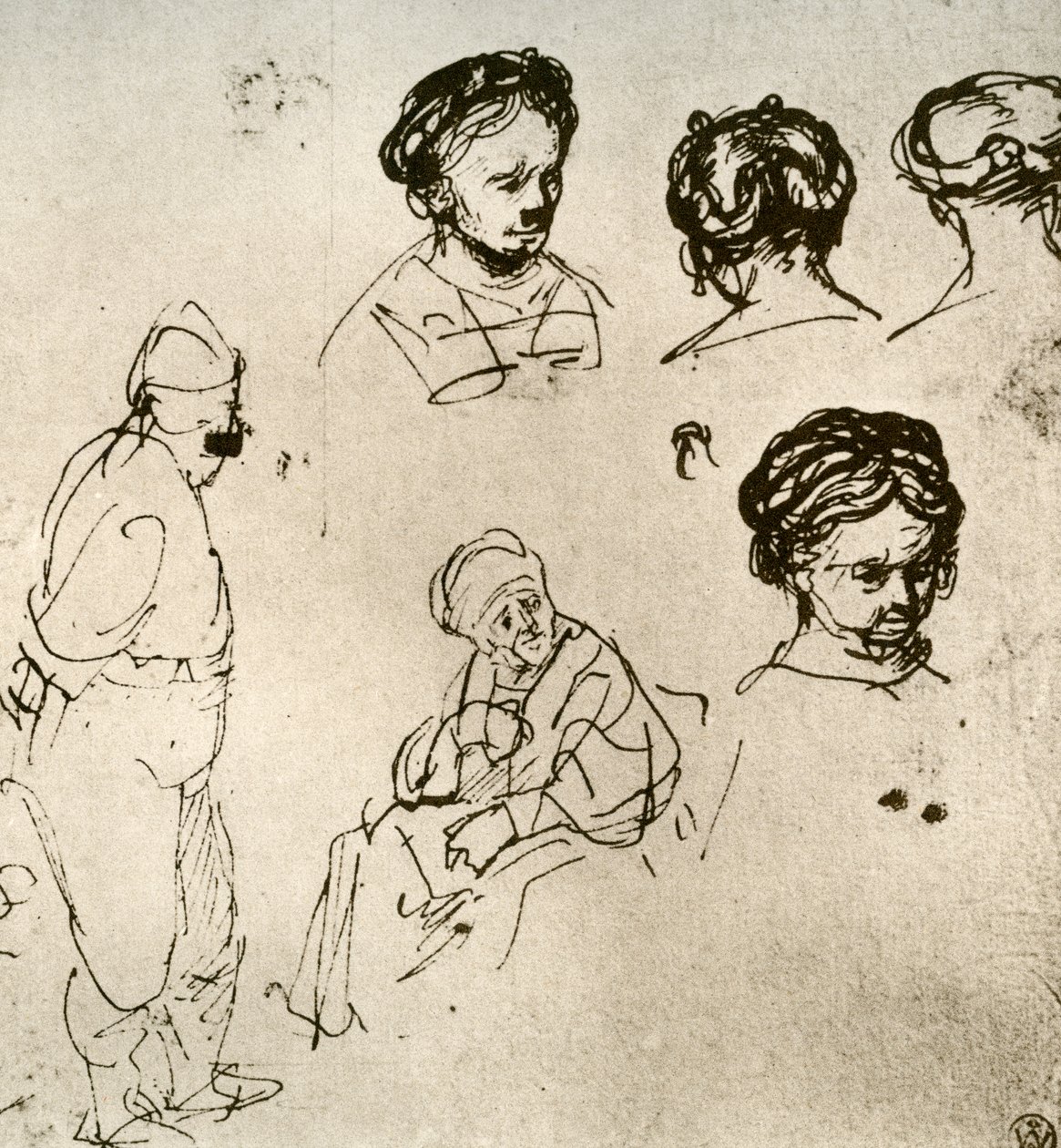 Stránka skic, 1913. od Rembrandt van Rijn