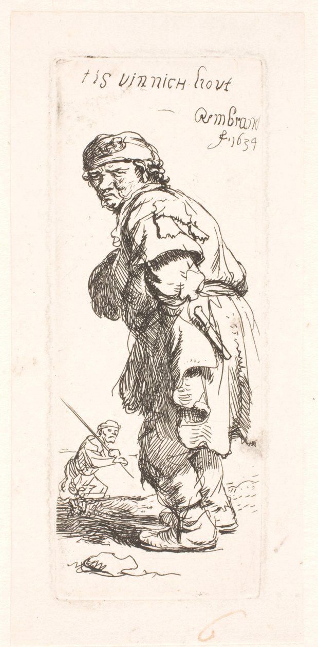 Rolník: jeden z dvojice, který volá od Rembrandt van Rijn