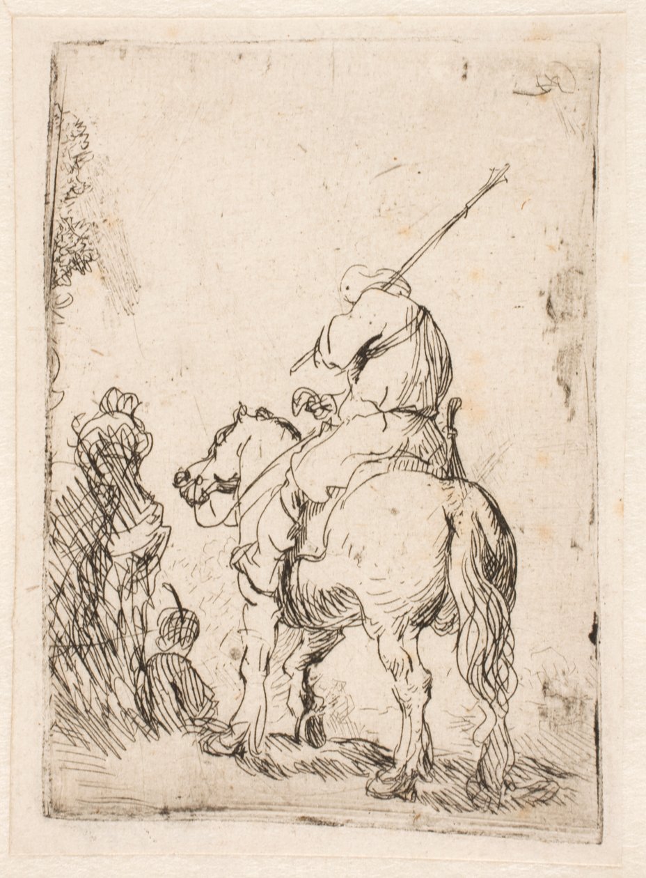 Voják v turbanu na koni od Rembrandt van Rijn