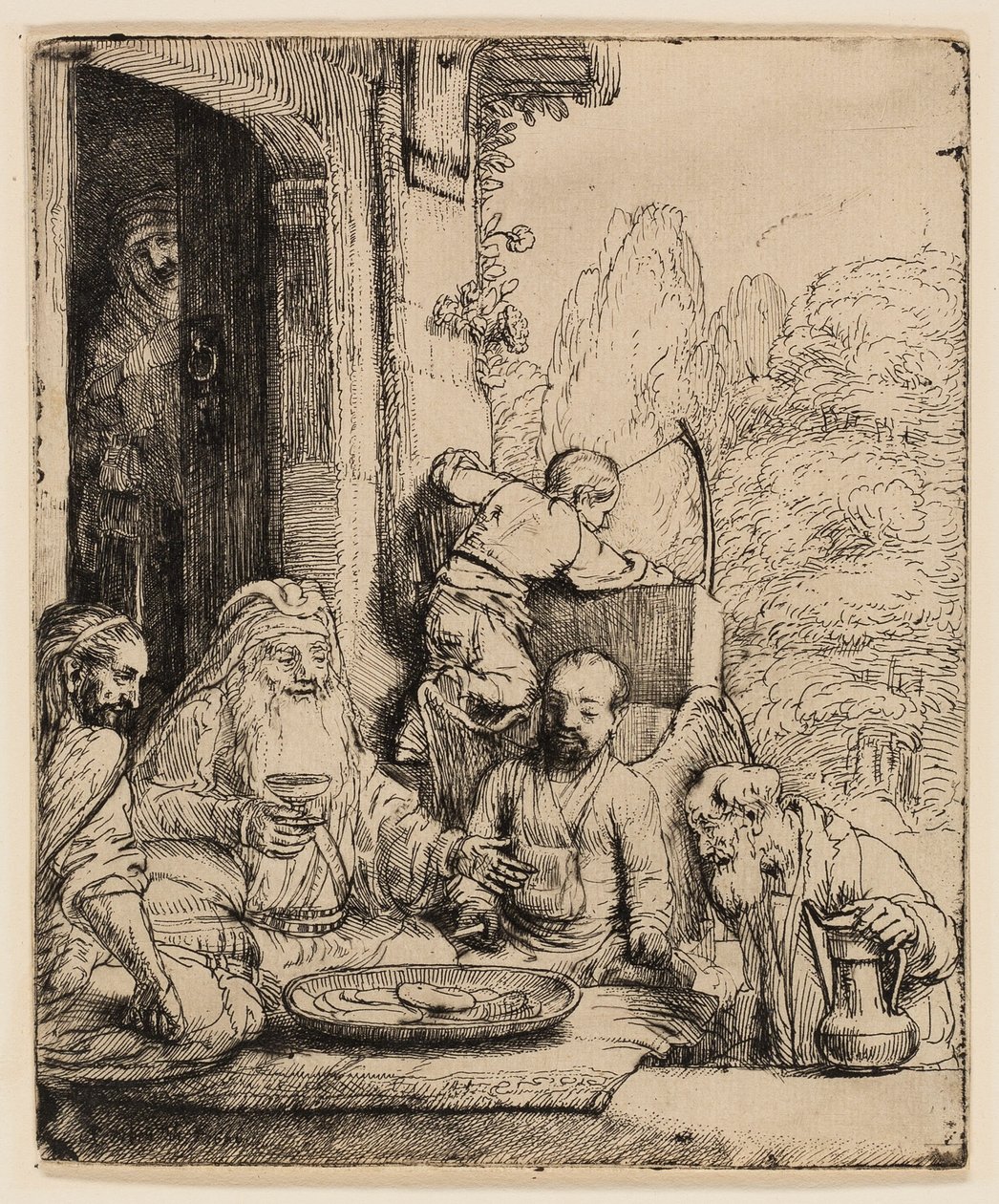 Abraham baví anděly od Rembrandt van Rijn