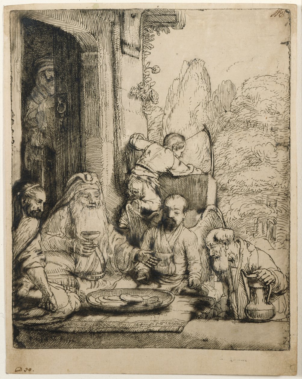 Abraham hostí anděly od Rembrandt van Rijn