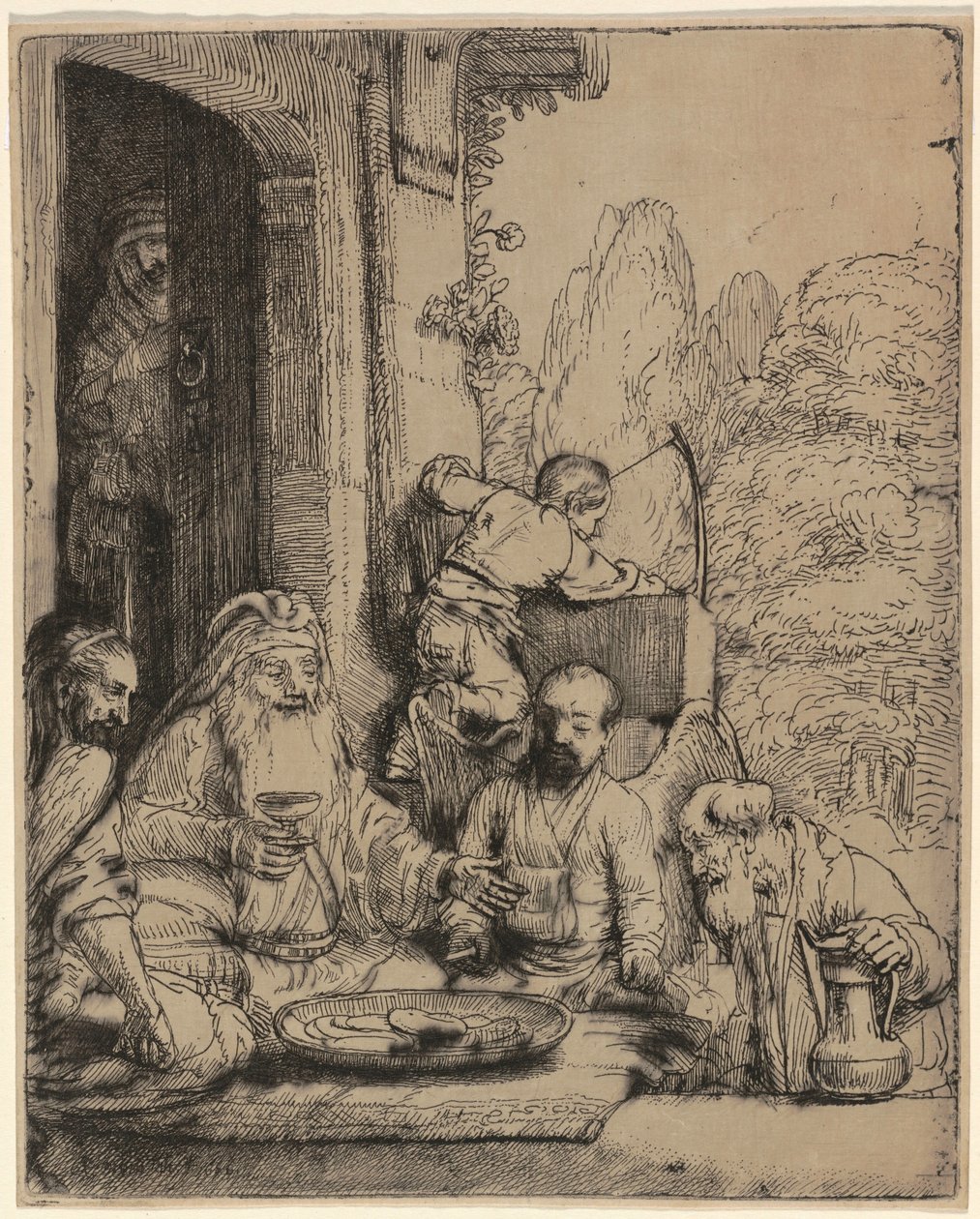 Abraham hostí anděly od Rembrandt van Rijn