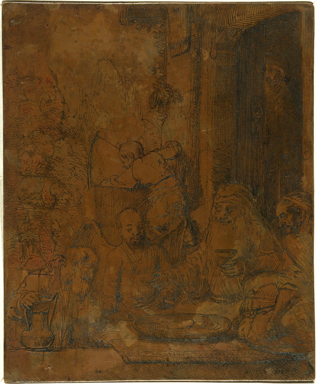 Abraham baví anděly [recto] od Rembrandt van Rijn